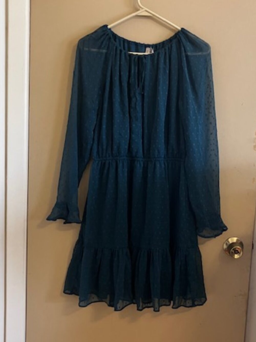 H&M Swiss Dotted Green Ruffled Dress